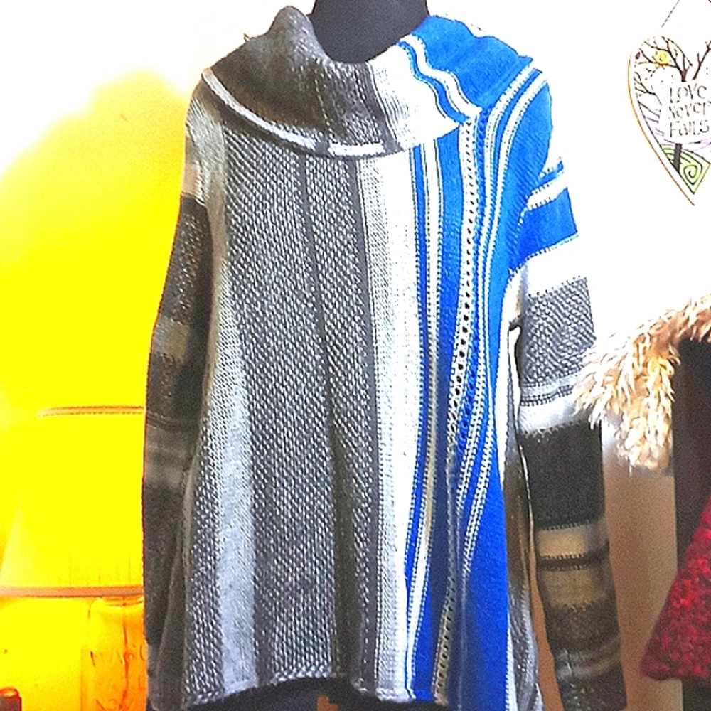 Style & Company blue and gray cowl neck sweater